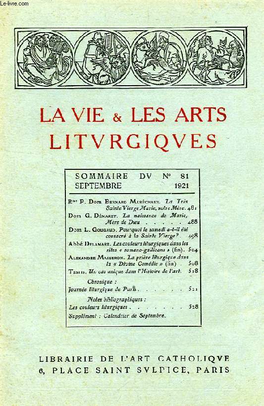 LA VIE & LES ARTS LITURGIQUES, N 81, SEPT. 1921