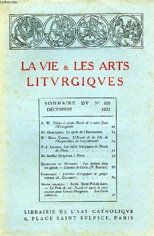 LA VIE & LES ARTS LITURGIQUES, N 108, DEC. 1923