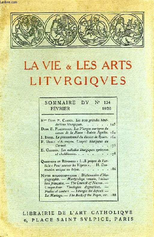 LA VIE & LES ARTS LITURGIQUES, N 134, FEV. 1926