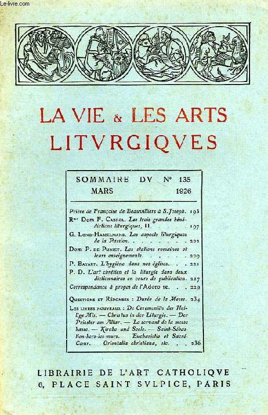 LA VIE & LES ARTS LITURGIQUES, N 135, MARS 1926