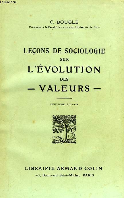 LECONS DE SOCIOLOGIE SUR L'EVOLUTION DES VALEURS