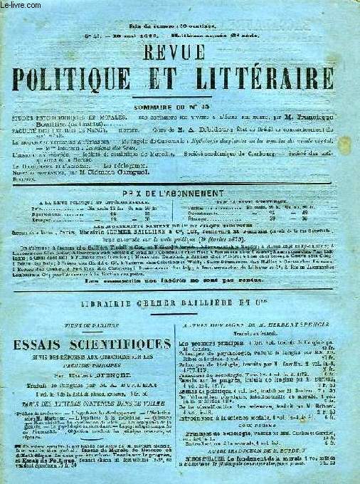 REVUE POLITIQUE ET LITTERAIRE, REVUE DES COURS LITTERAIRES (2e SERIE), 8e ANNEE, N 45, MAI 1879