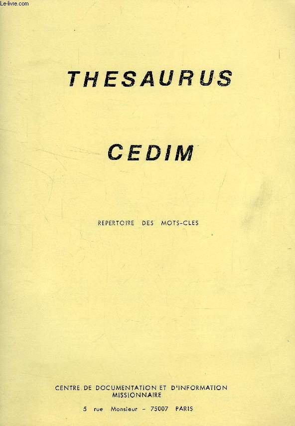 THESAURUS CEDIM, REPERTOIRE DES MOTS-CLES