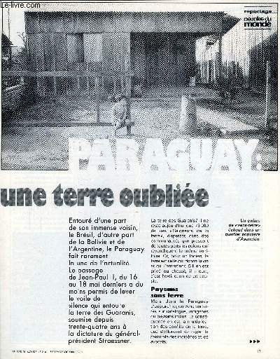 PEUPLES DU MONDE, N 216, SEPT.-OCT. 1988 (EXTRAIT), PARAGUAY, UNE TERRE OUBLIEE