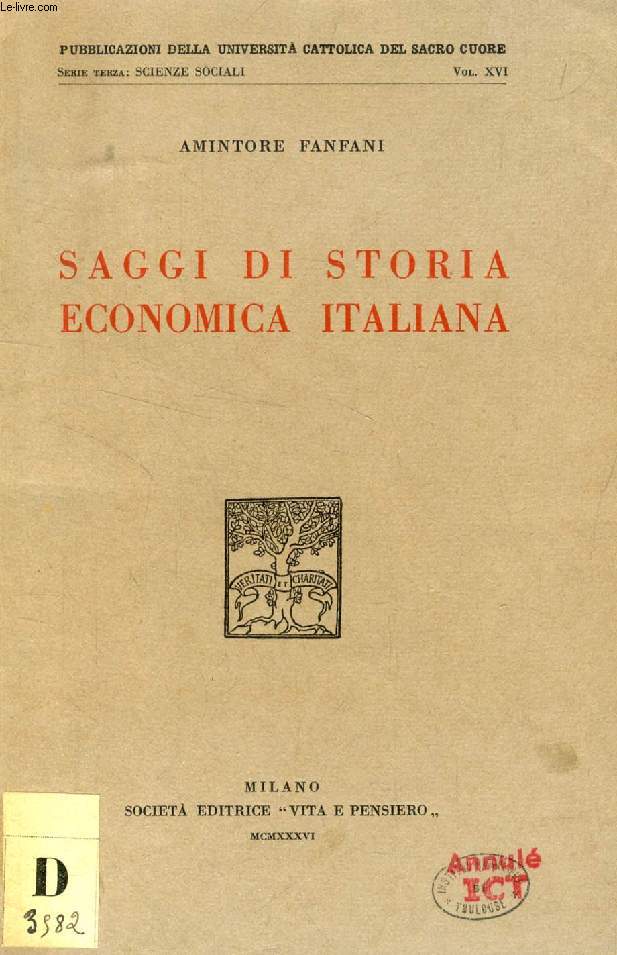 SAGGI DI STORIA ECONOMICA ITALIANA