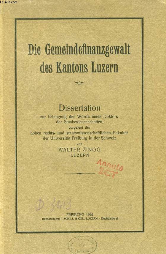 DIE GEMEINDEFINANZGEWALT DES KANTONS LUZERN (DISSERTATION)