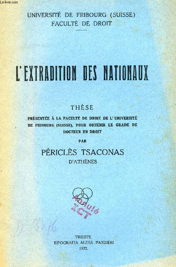 L'EXTRADITION DES NATIONAUX (THESE)