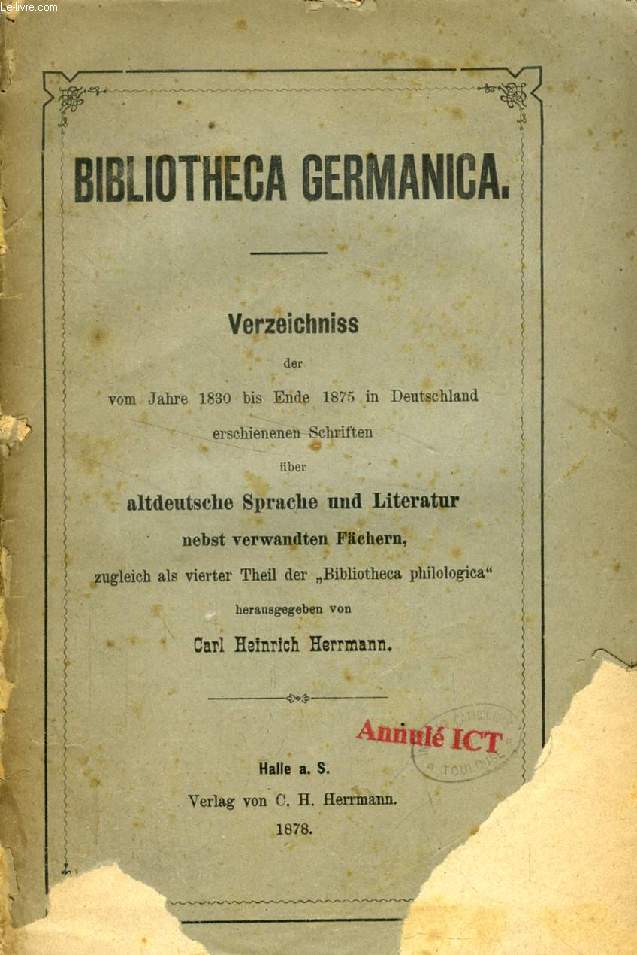 BIBLIOTHECA GERMANICA (VERZEICHNISS)