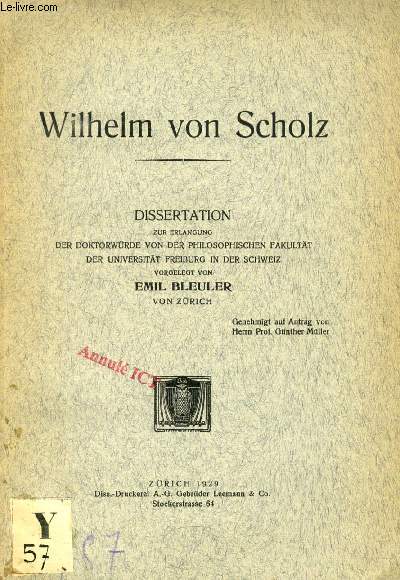 WILHELM VON SCHOLZ (DISSERTATION)