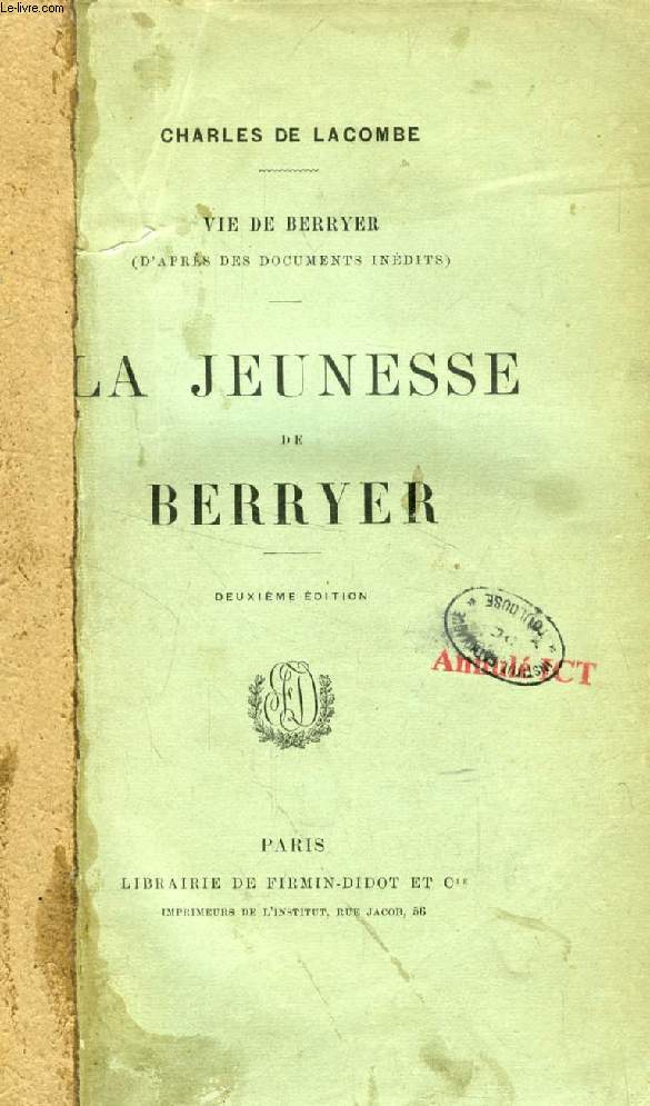 VIE DE BERRYER, D'APRES DES DOCUMENTS INEDITS, 3 VOLUMES