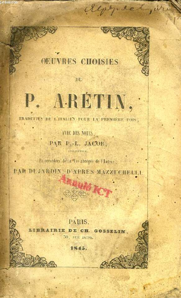 OEUVRES CHOISIES DE P. ARETIN