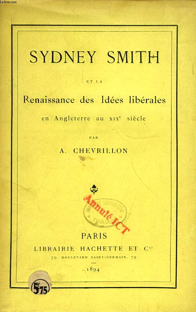 SYDNEY SMITH, ET LA RENAISSANCE DES IDEES LIBERALES EN ANGLETERRE AU XIXe SIECLE
