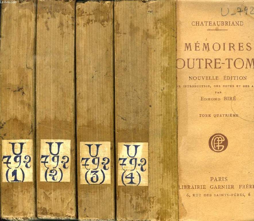 MEMOIRES D'OUTRE-TOMBE, 5 TOMES