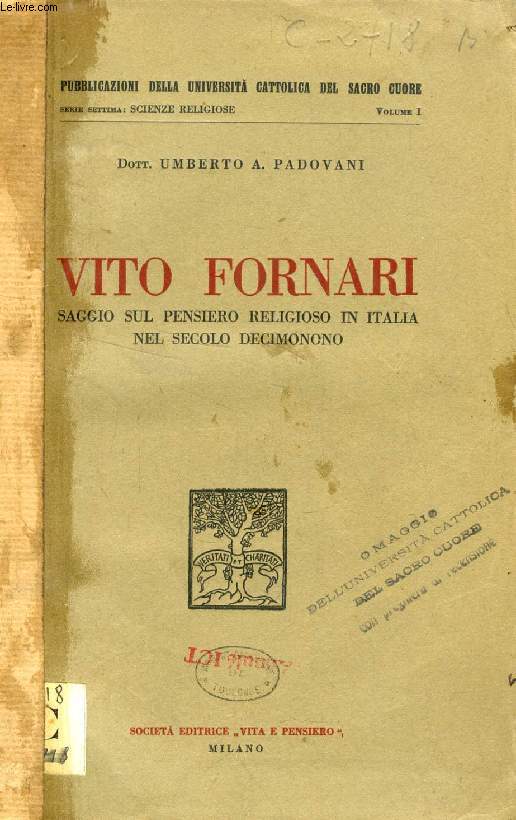 VITO FORNARI, SAGGIO SUL PENSIERO RELIGIOSO IN ITALIA NEL SECOLO DECIMONONO