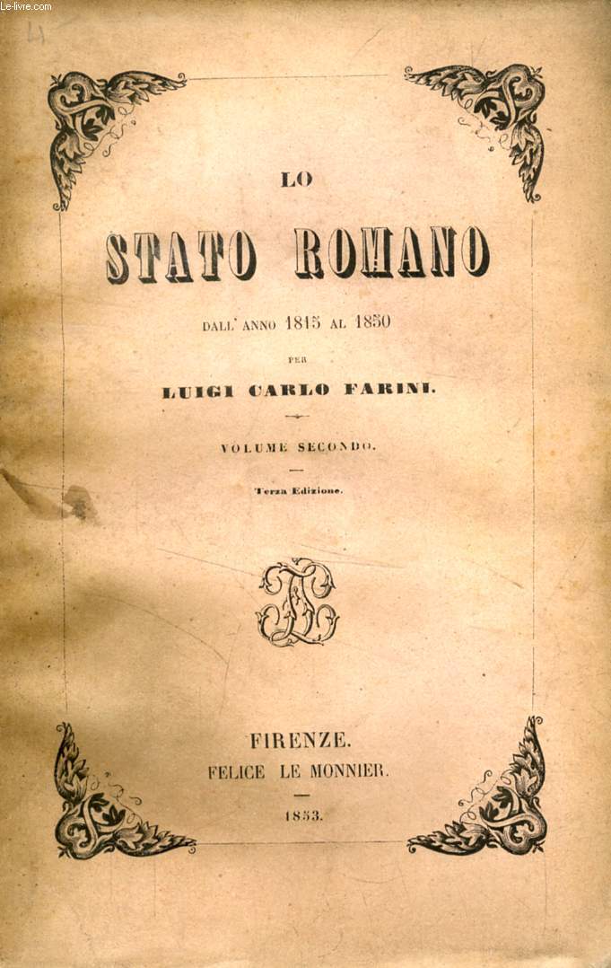 LO STATO ROMANO DALL'ANNO 1815 AL 1850, VOLUME II