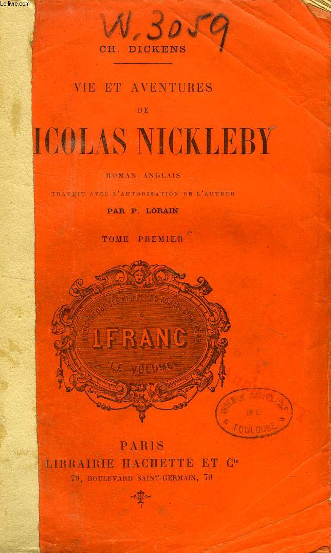 VIE ET AVENTURES DE NICOLAS NICKLEBY, 2 TOMES