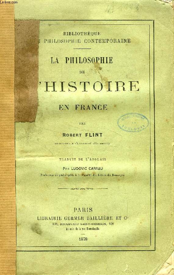 LA PHILOSOPHIE DE L'HISTOIRE EN FRANCE