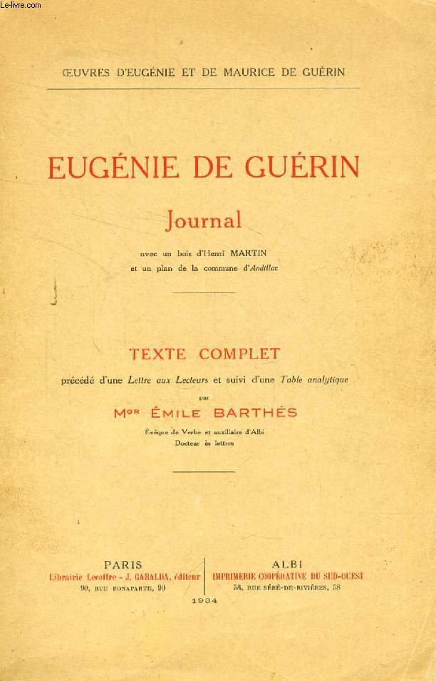 EUGENIE DE GUERIN, JOURNAL