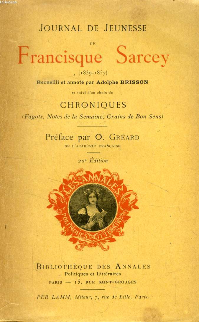 JOURNAL DE JEUNESSE DE FRANCISQUE SARCEY (1839-1857)