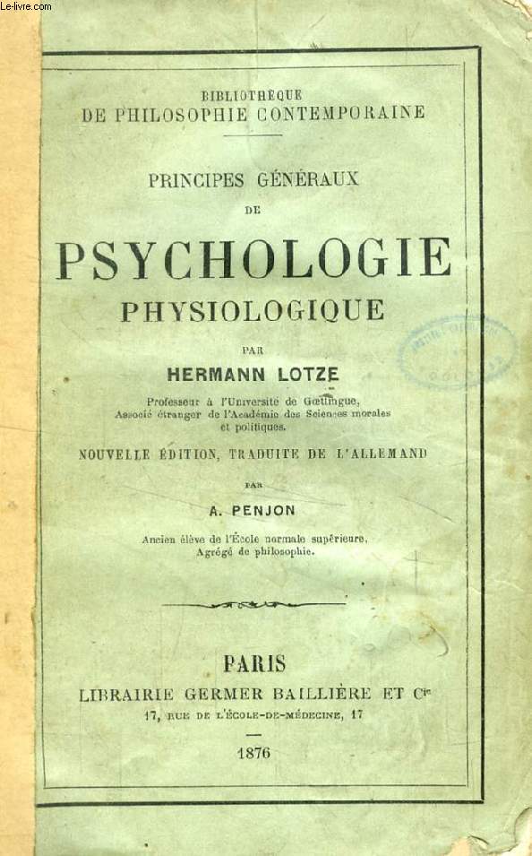 PRINCIPES GENERAUX DE PSYCHOLOGIE PHYSIOLOGIQUE