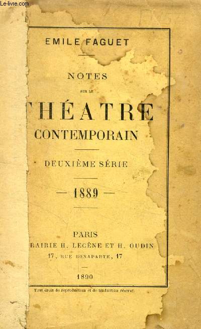 NOTES SUR LE THEATRE CONTEMPORAIN, 2e SERIE, 1889