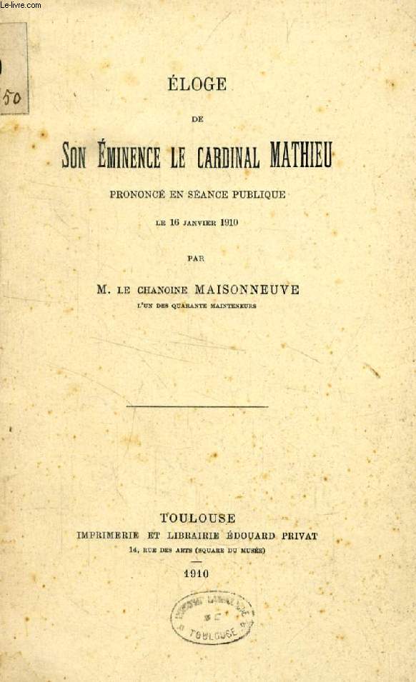 ELOGE DE S.E. LE CARDINAL MATHIEU