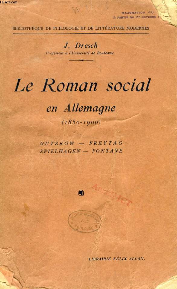 LE ROMAN SOCIAL EN ALLEMAGNE (1850-1900): GUTZKOW, FREYTAG, SPIELHAGEN, FONTANE