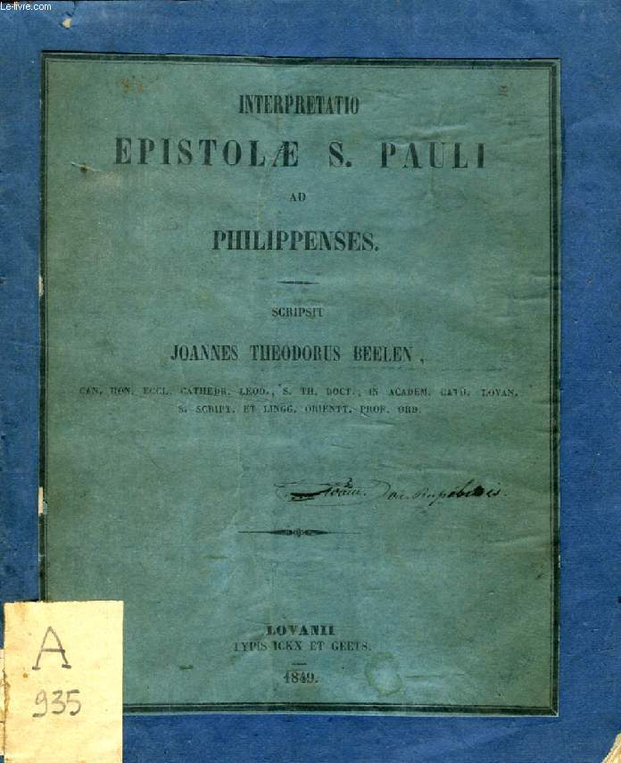 INTERPRETATIO EPISTOLAE S. PAULI AD PHILIPPENSES