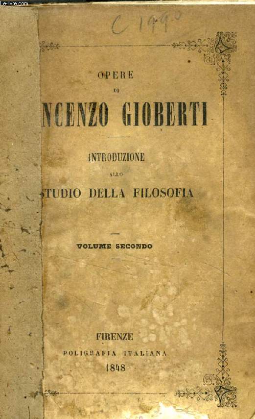 INTRODUZIONE ALLO STUDIO DELLA FILOSOFIA, VOLUME II