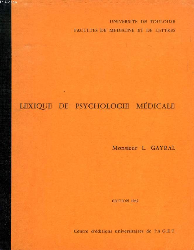 LEXIQUE DE PSYCHOLOGIE MEDICALE
