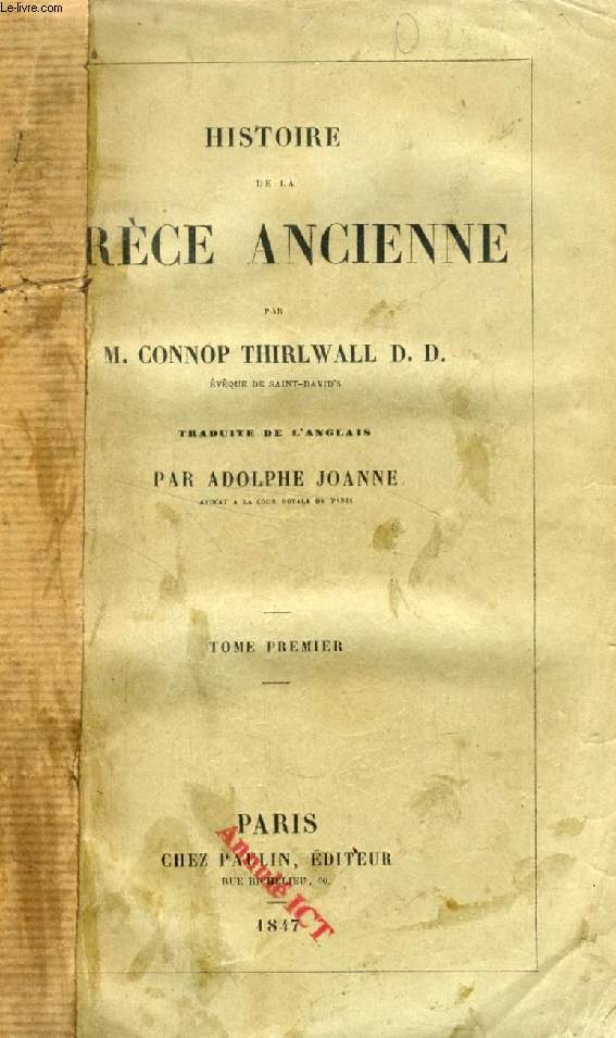 HISTOIRE DES ORIGINES DE LA GRECE ANCIENNE (TOME I)