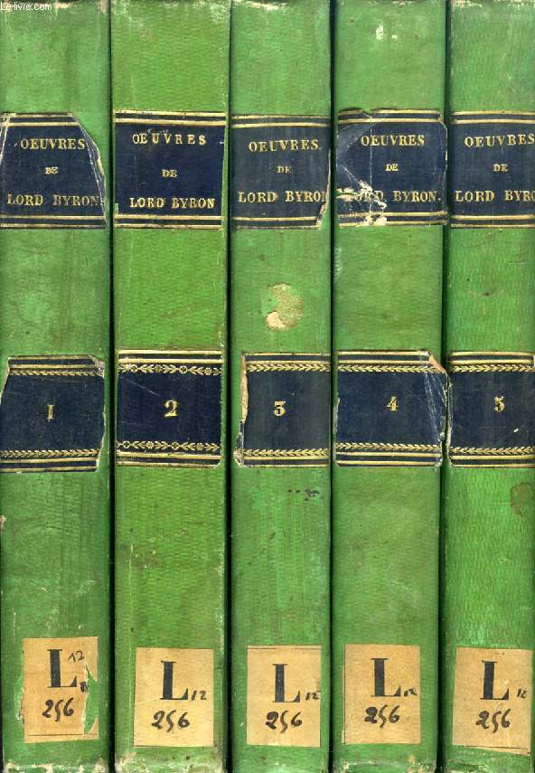OEUVRES DE LORD BYRON, 5 TOMES (INCOMPLET)