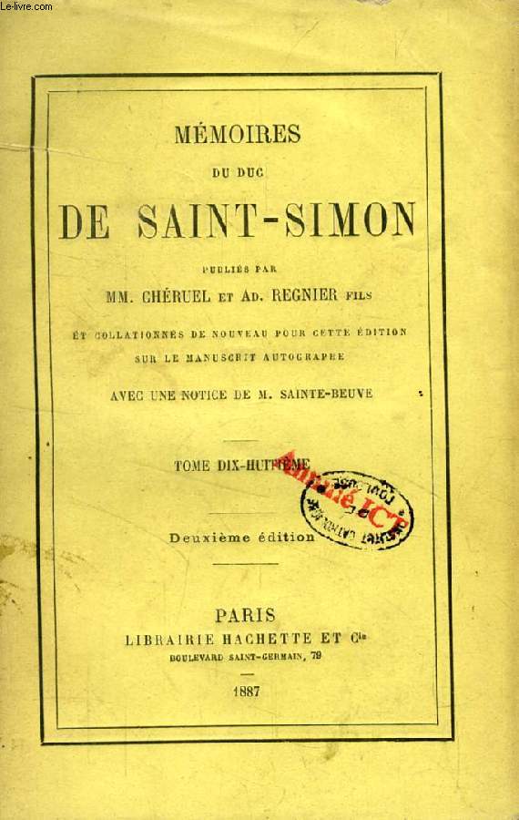 MEMOIRES DU DUC DE SAINT-SIMON, TOME XVIII
