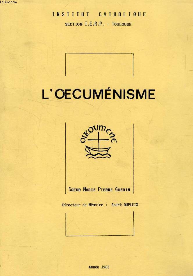 L'OECUMENISME (MEMOIRE)