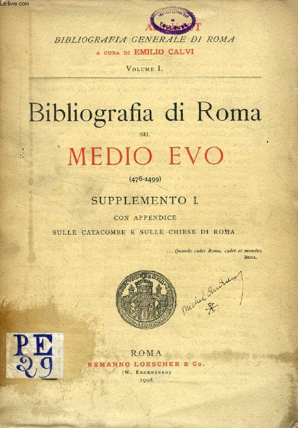 BIBLIOGRAFIA DI ROMA NEL MEDIO EVO (476-1499), SUPPLEMENTO I