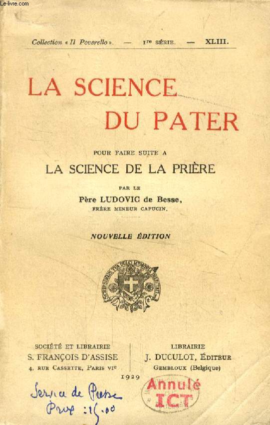 LA SCIENCE DU PATER, Pour Faire Suite  LA SCIENCE DE LA PRIERE