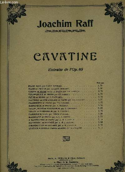 CAVATINE EXTRAITE DE L'OP. 85