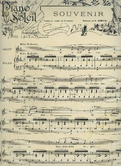 PIANO SOLEIL - N8 DU 25 AOUT 1901 : SOUVENIR + MATINEE DE PRINTEMPS.