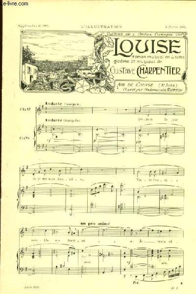 extrait de LOUISE pour chant et piano Supplment au N2971  l'illustration du 3 Fvrier 1900.