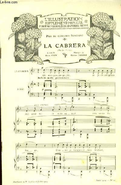 LA CABRERA pour piano et chant SUPPLEMENT MUSICAL A L'ILLUSTRATION