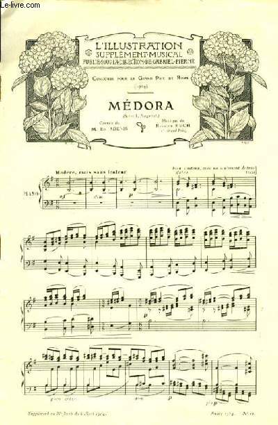 MEDORA pour piano SUPPLEMENT MUSICAL A L'ILLUSTRATION.