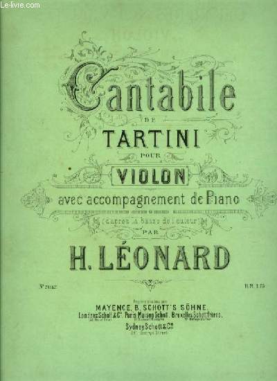 CANTABILE DE TARTITNI pour violon avec accompagnement de piano N24182