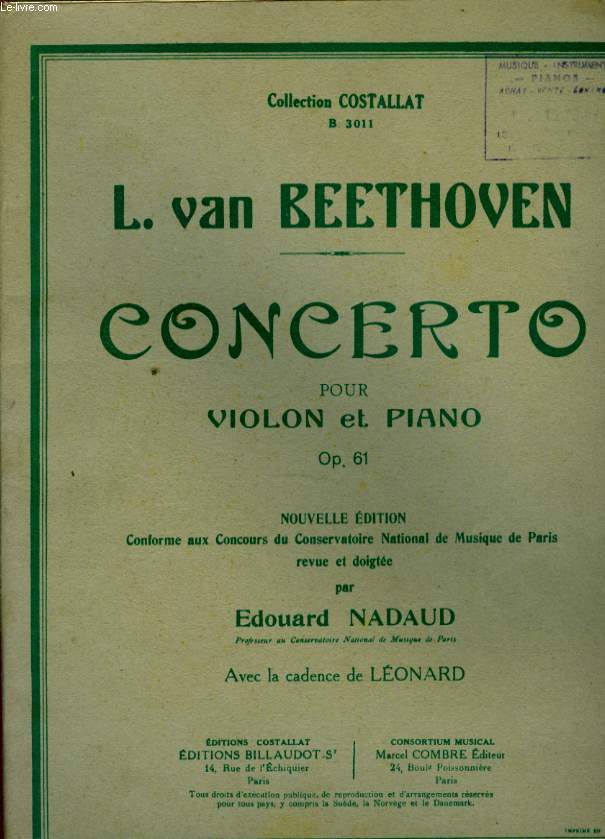 CONCERTO POUR VIOLON ET PIANO OP.61