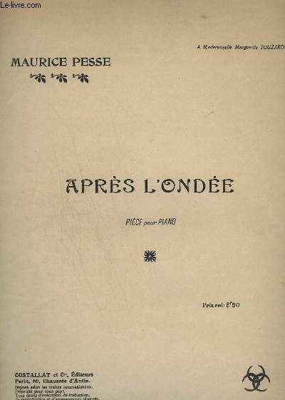 APRES L'ONDEE - PIECE POUR PIANO.