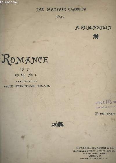 ROMANCE - OP.26 N 1 - POUR PIANO.