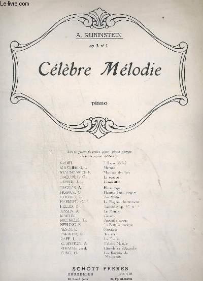 CELEBRE MELODIE - OP3. N1 - POUR PIANO.