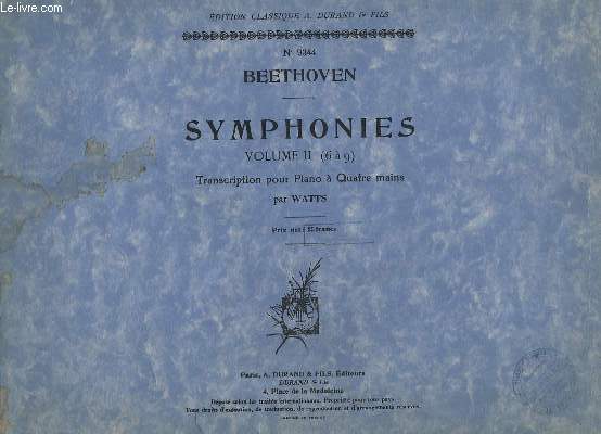 SYMPHONIES - VOLUME 2 ( 6 A 9 ) - TRANSCRIPTION POUR PIANO A 4 MAINS - N9344.