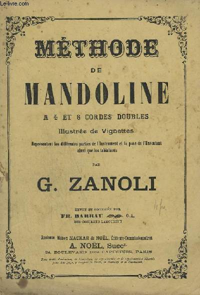METHODE DE MANDOLINE A 4 ET 6 CORDES.
