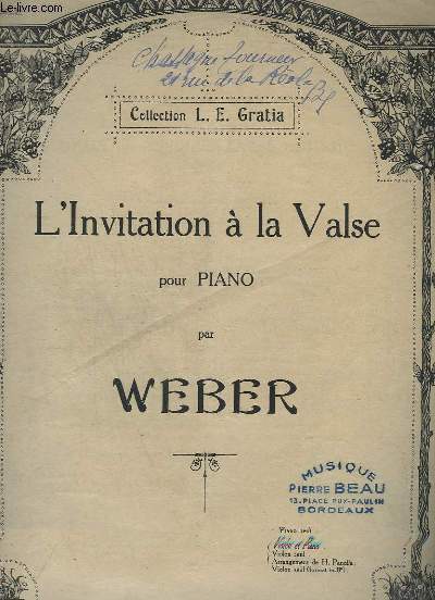L'INVITATION A LA VALSE POUR PIANO.