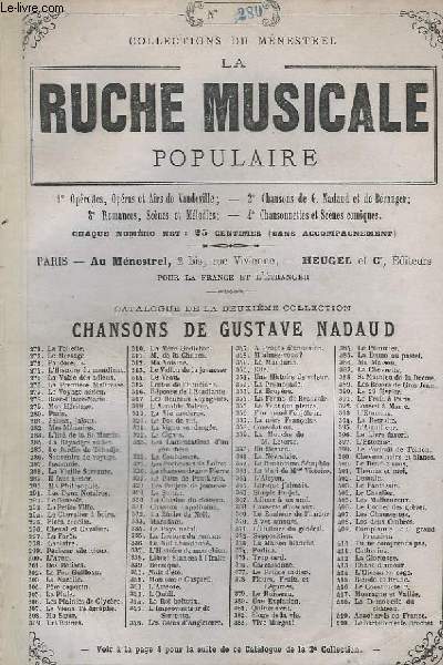 LA RUCHE MUSICALE POPULAIRE - N280 : PARIS - CHANT ET GUITARE.